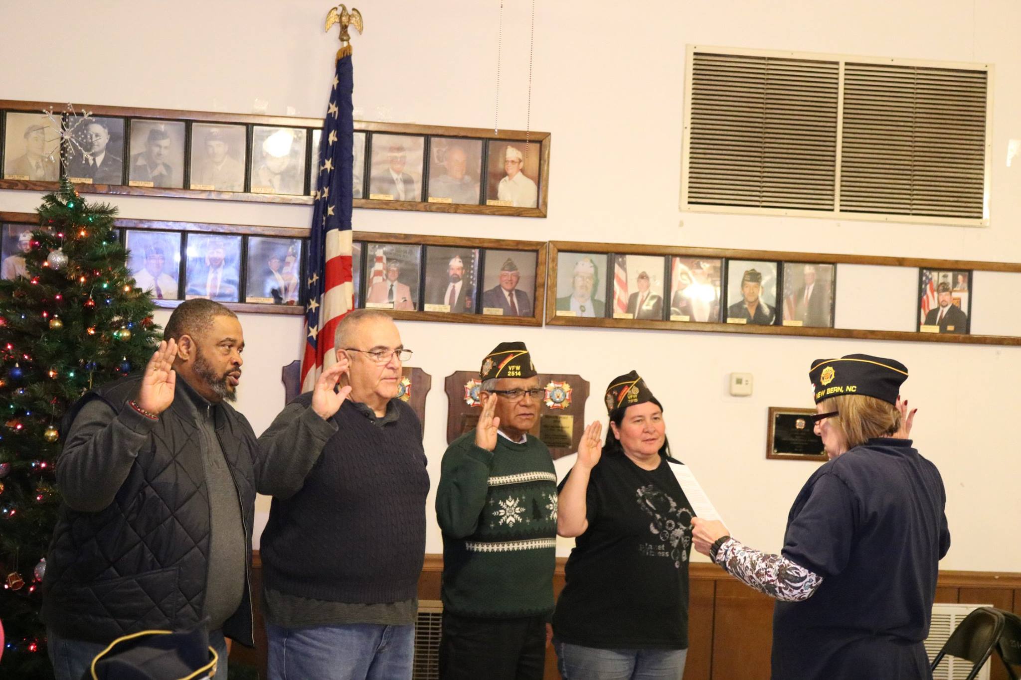 photo of Craven County Veteran's Council newly-elected officers for 2018 being sworn in